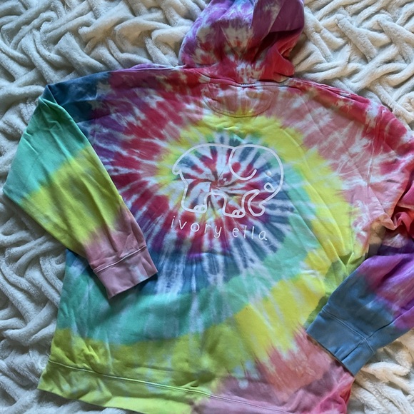 🚫SOLD🚫Ivory Ella Rainbow Tie-Dye Hoodie - Picture 10 of 13